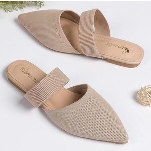 Nude backless flat mules 9.5